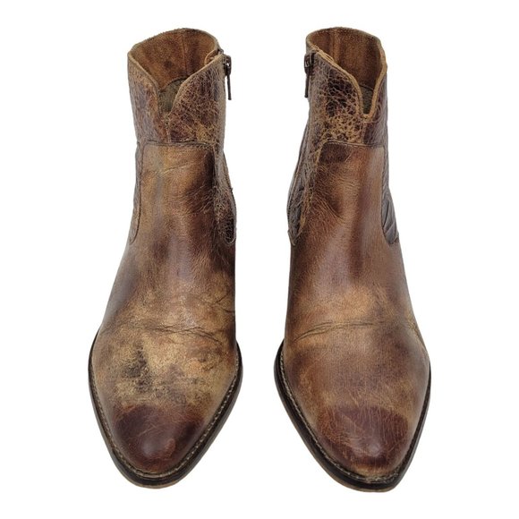 Diba True Walnut Grove Distressed Leather Ankle Boots Womens 9 Stacked Heel - Picture 8 of 12